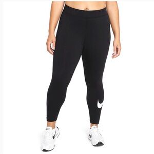 Nike Women's Black Mid-Rise Essential Swoosh Leggings -DC6934-010- Size 3X